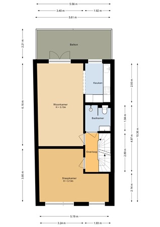 Floorplan - Damstraat 34Bis, 3531 BV Utrecht
